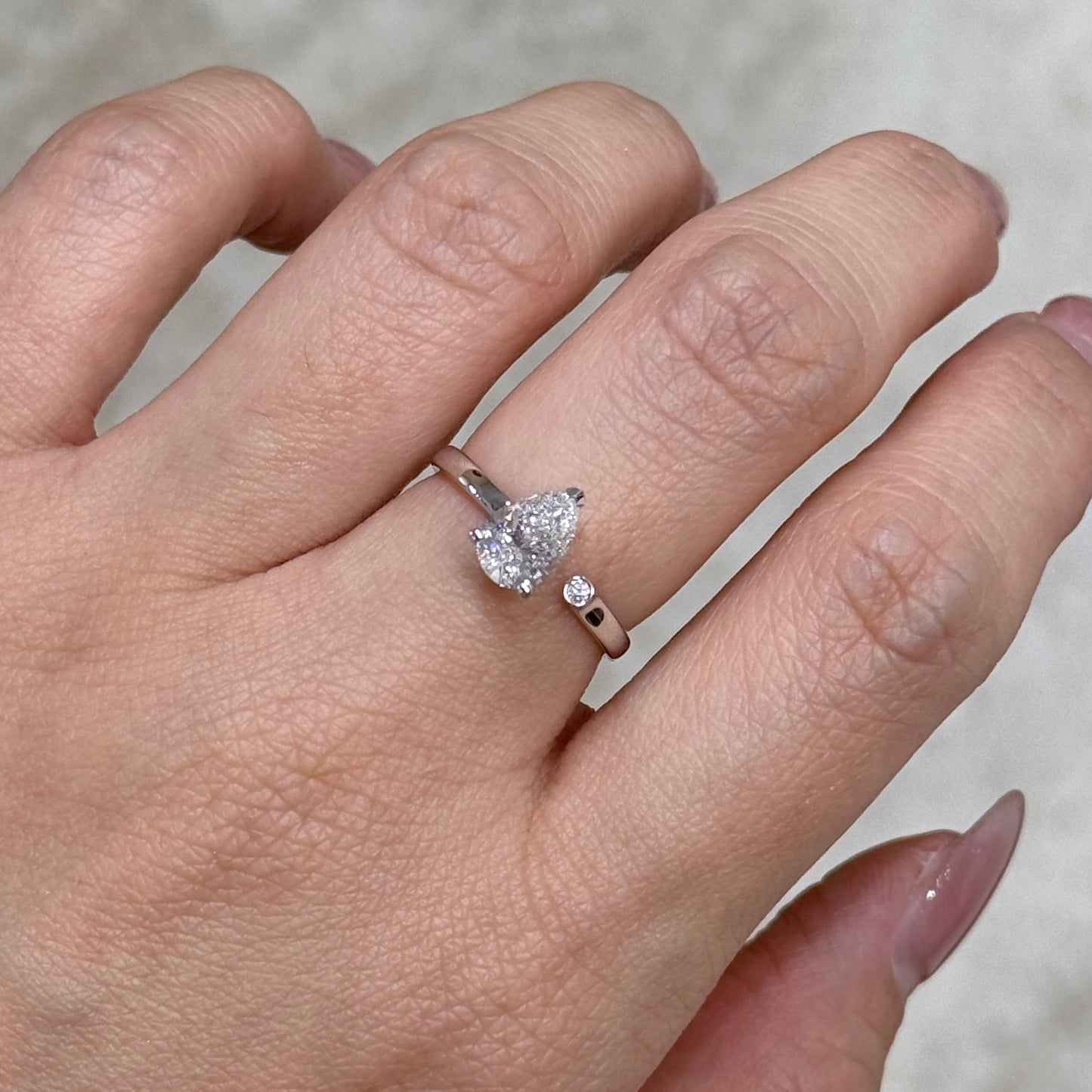 Lab diamond pear shape 1ct open ring