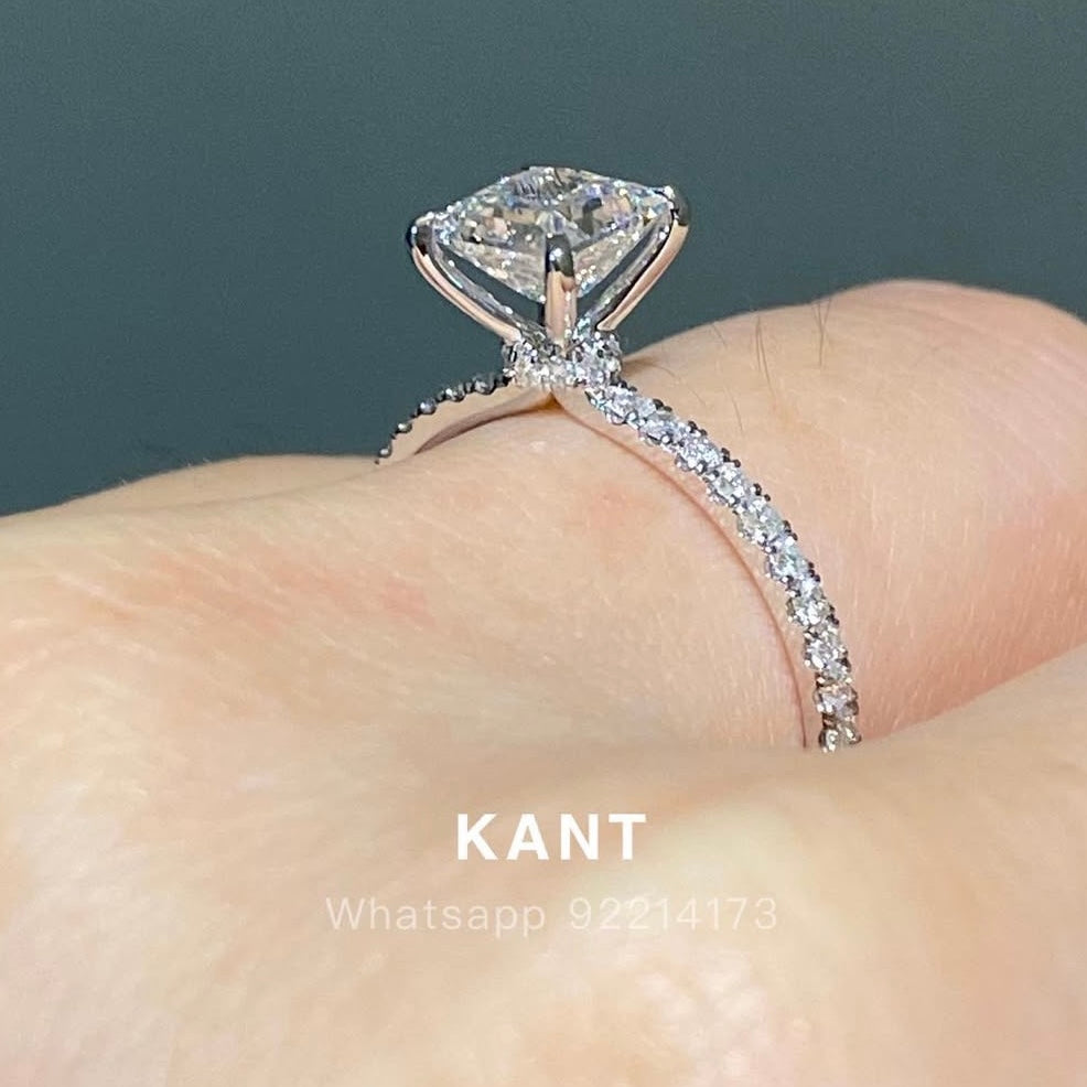 IGI Lab diamond Princess cut 1ct underhalo pave ring