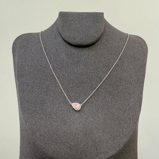Lab pink diamond pear shape 0.3ct halo necklace