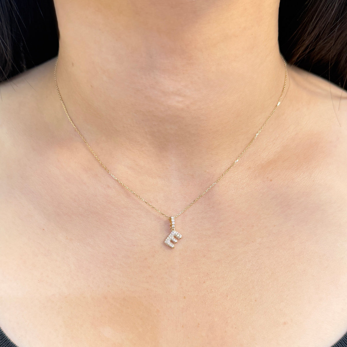 Lab diamond baby bubble initial open clip pendant