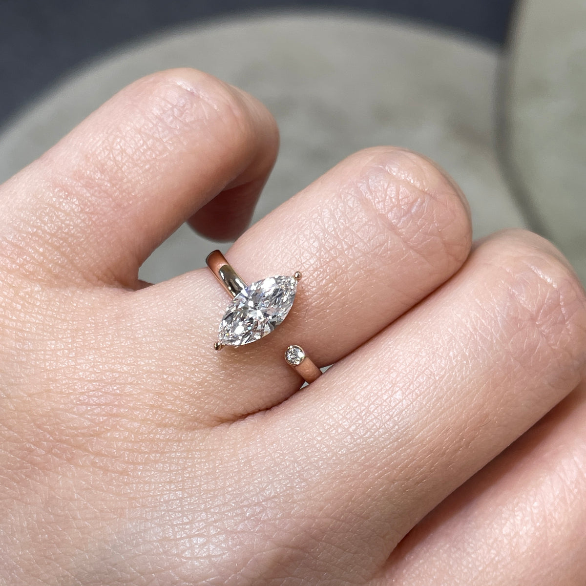 IGI Lab diamond marquise shape 1ct open ring