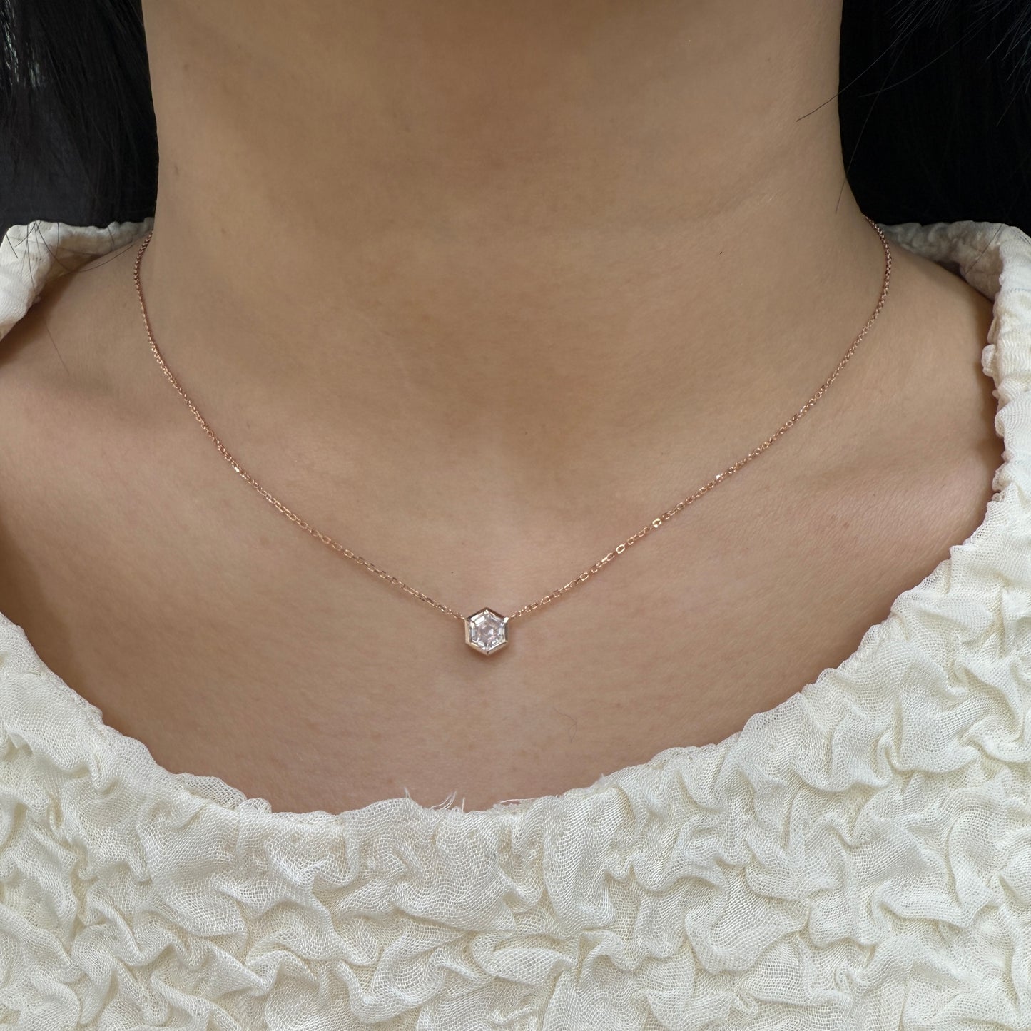 Lab diamond Hexagon 0.5ct bezel necklace