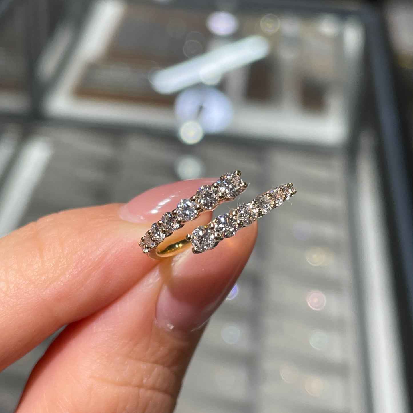 Lab diamond round 0.6ct half eternity z open ring