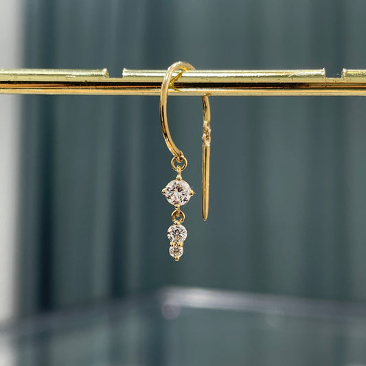 Lab diamond round 0.15ct swing C shape hook earring-each