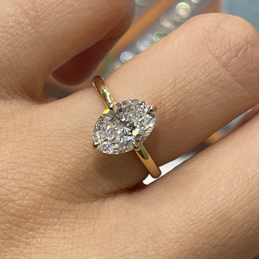 IGI lab diamond Oval shape 2ct compass underhalo ring