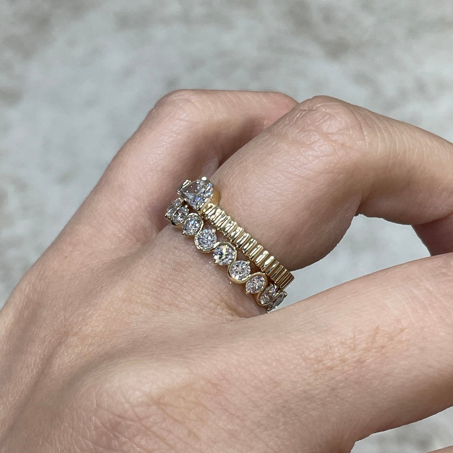 9K lab diamond round 1.6ct infinite wave full eternity ring
