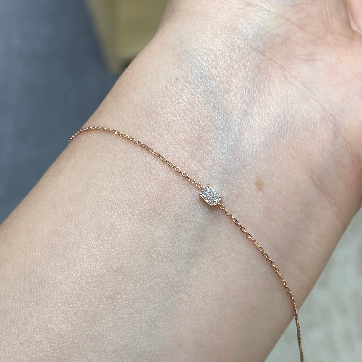 Lab diamond radiant cut 0.1ct bezel bracelet
