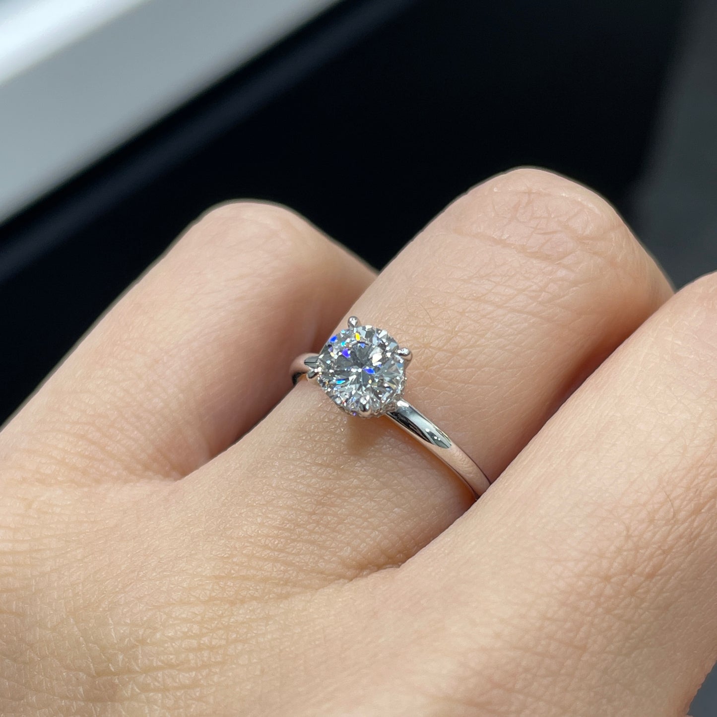 IGI diamond Round 0.8ct four-prong underhalo ring