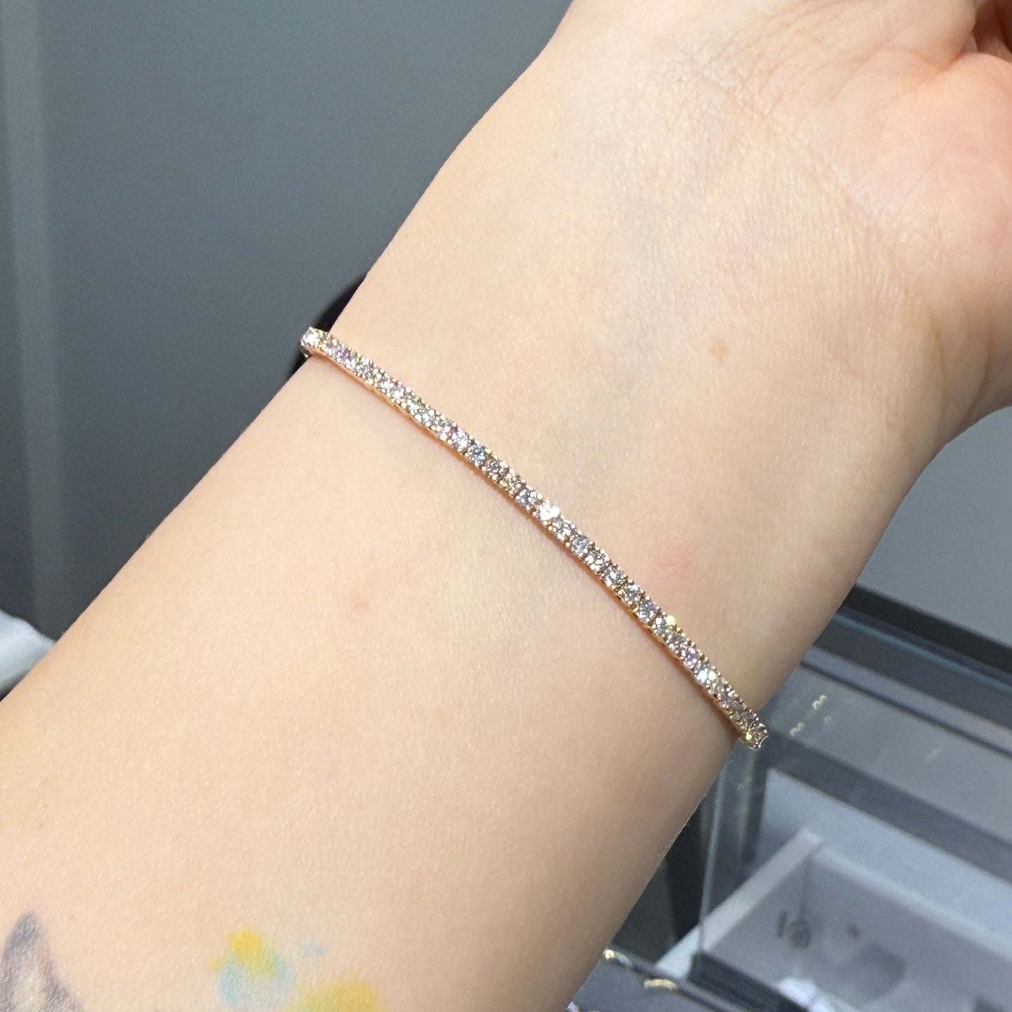 Lab diamond round 2ct four-prong tennis bracelet