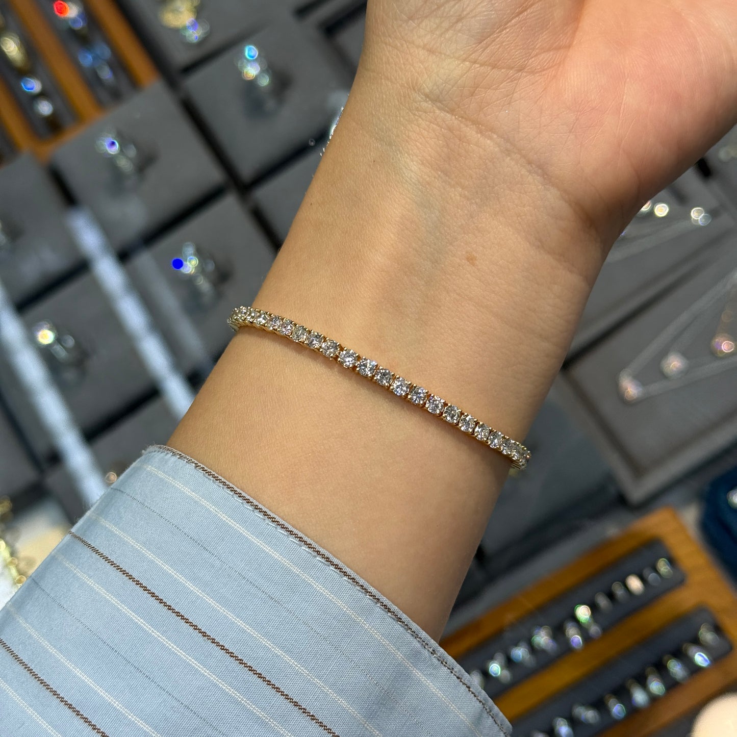 14k Lab diamond round 5ct Tennis bracelet