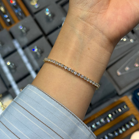 14k Lab diamond round 5ct Tennis bracelet