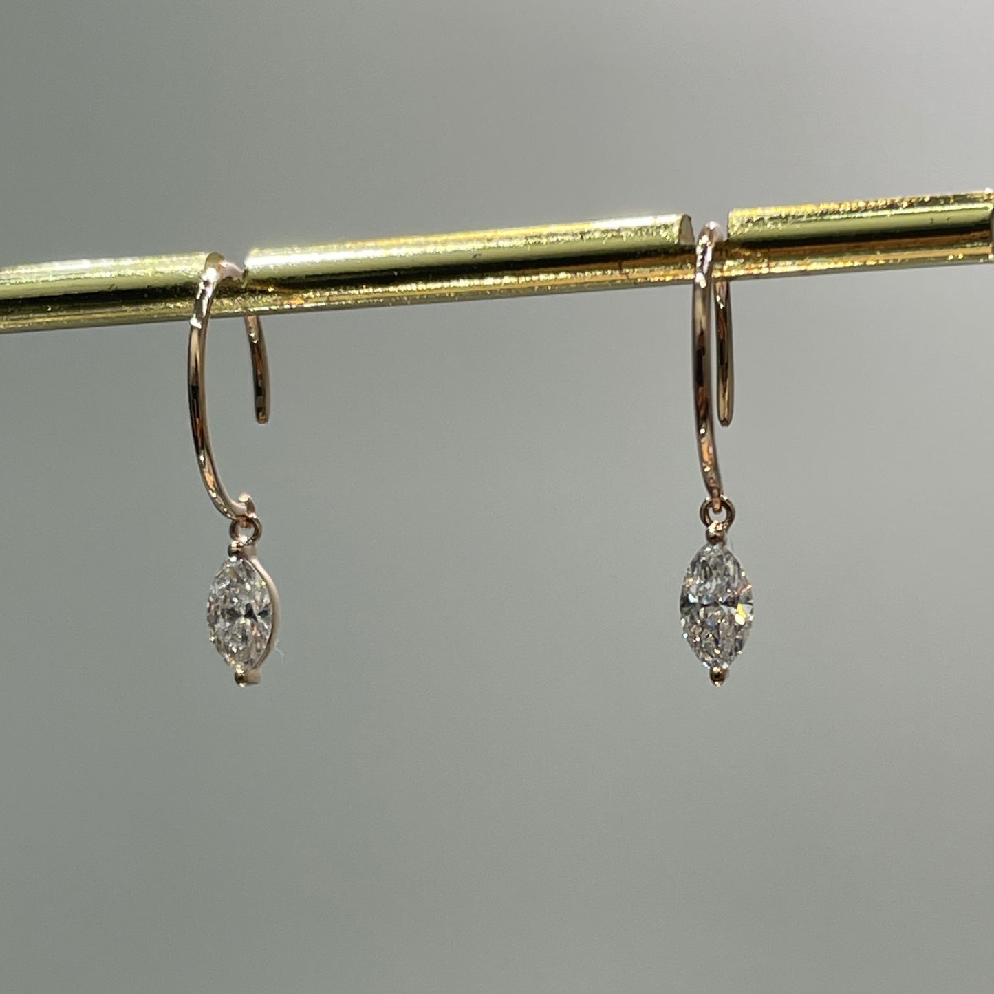 Lab diamond marquise shape 0.4ct c hook earrings-pair