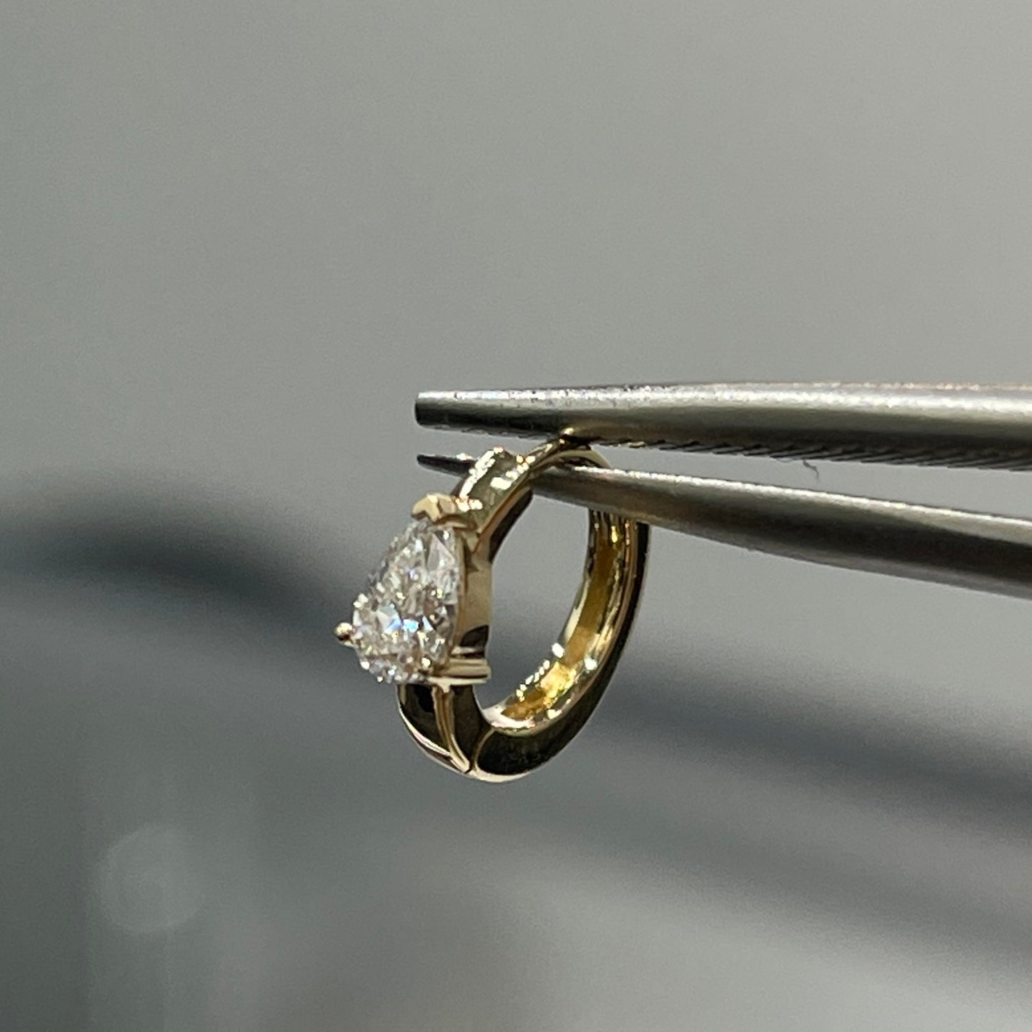 Lab diamond Pear shape 0.1ct 6mm hoop earring-each