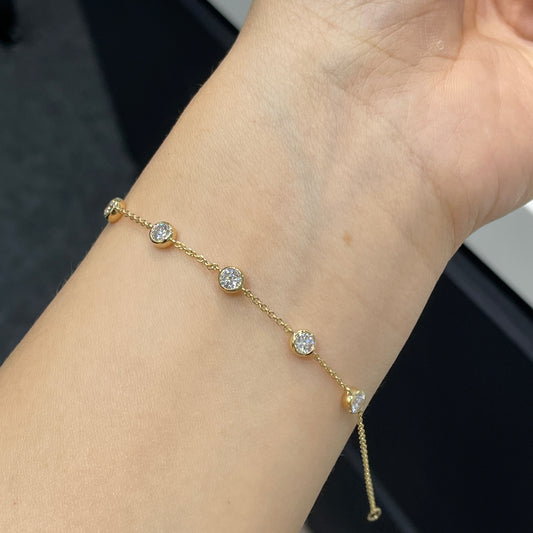 Lab diamond Round 0.75ct bezel five bubbles bracelet