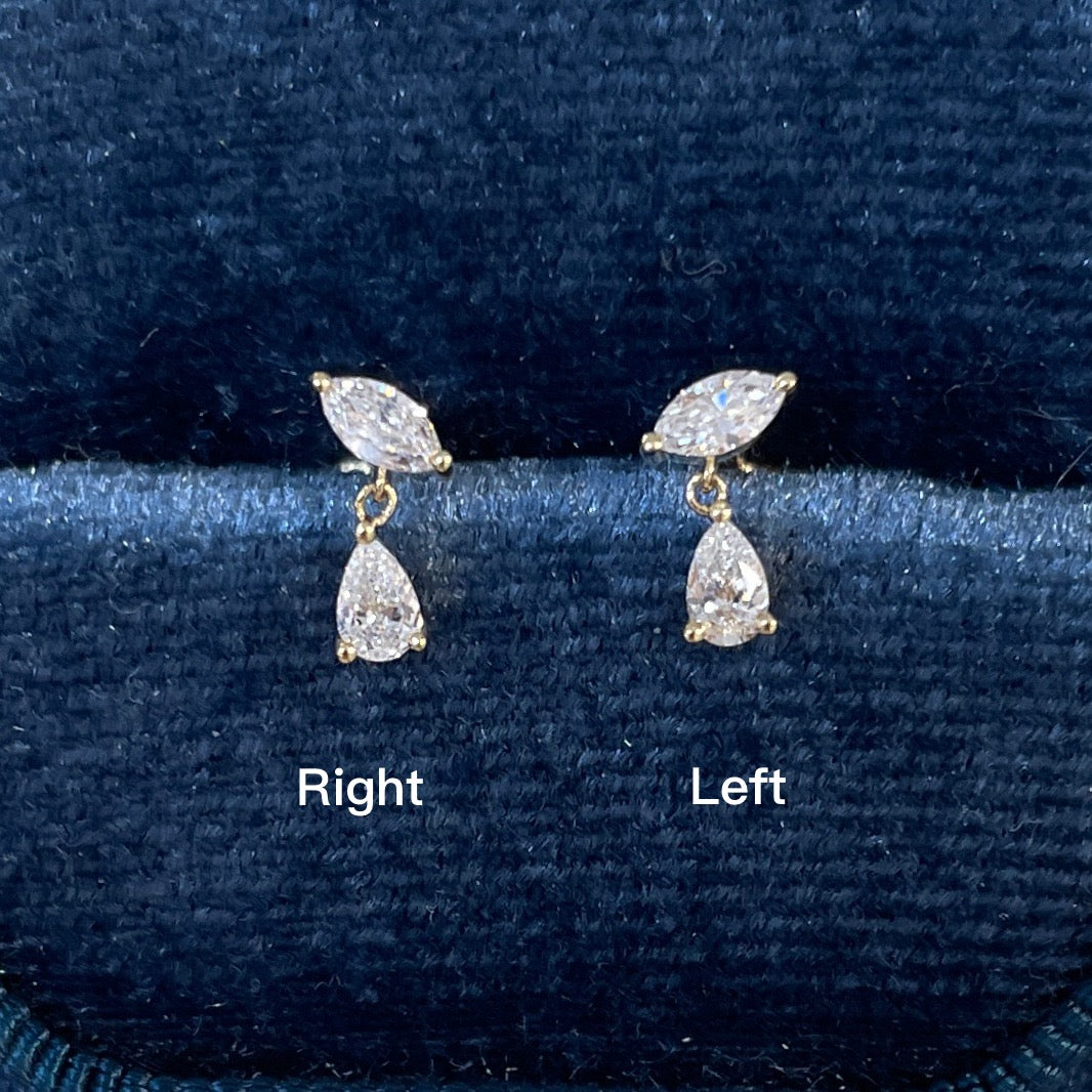 Lab diamond marquise and pear shape 0.19ct swing stud earring - each