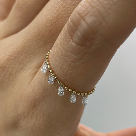 Lab diamond Pear shape 0.25ct dancing chain ring
