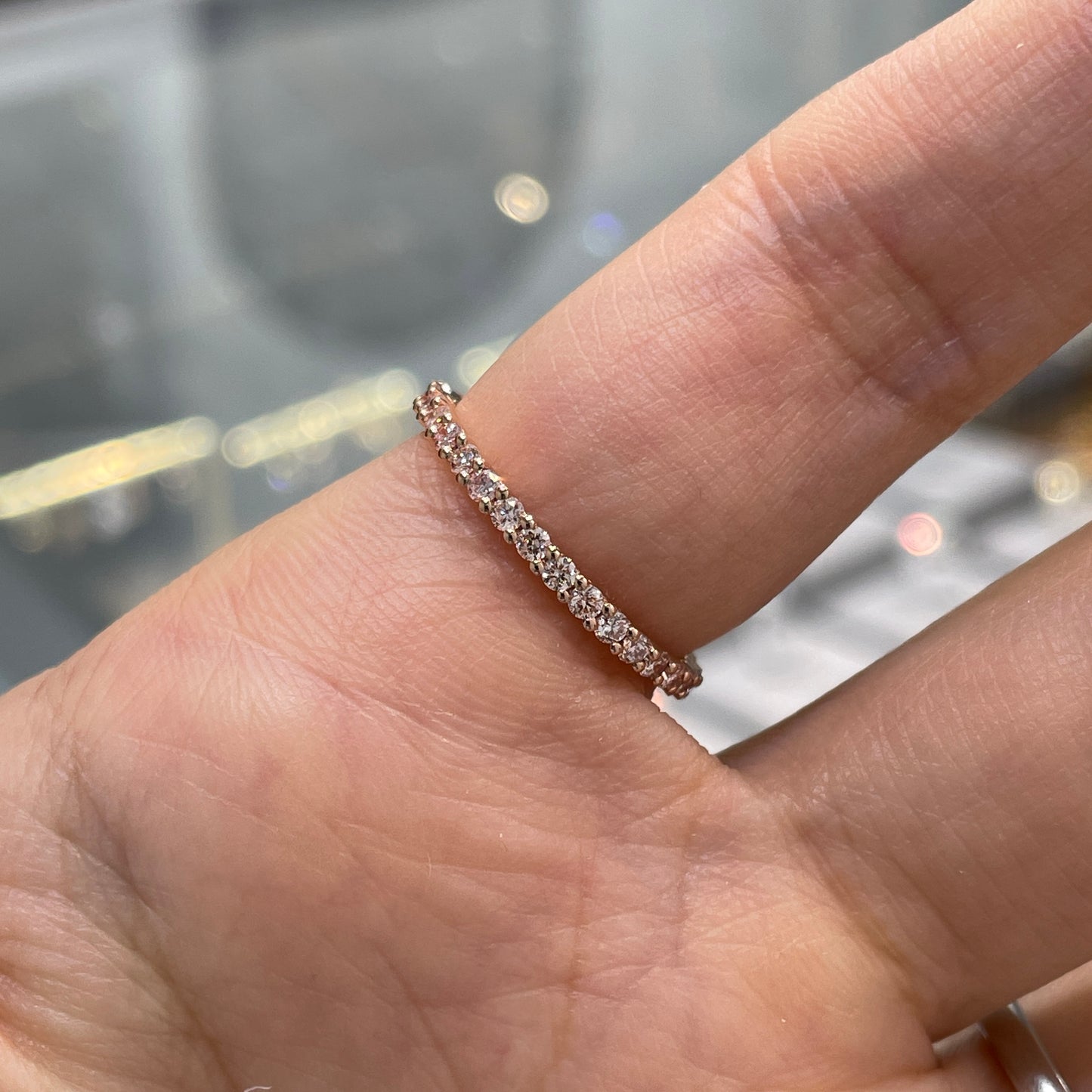 Lab pink diamond round 0.8ct full eternity ring