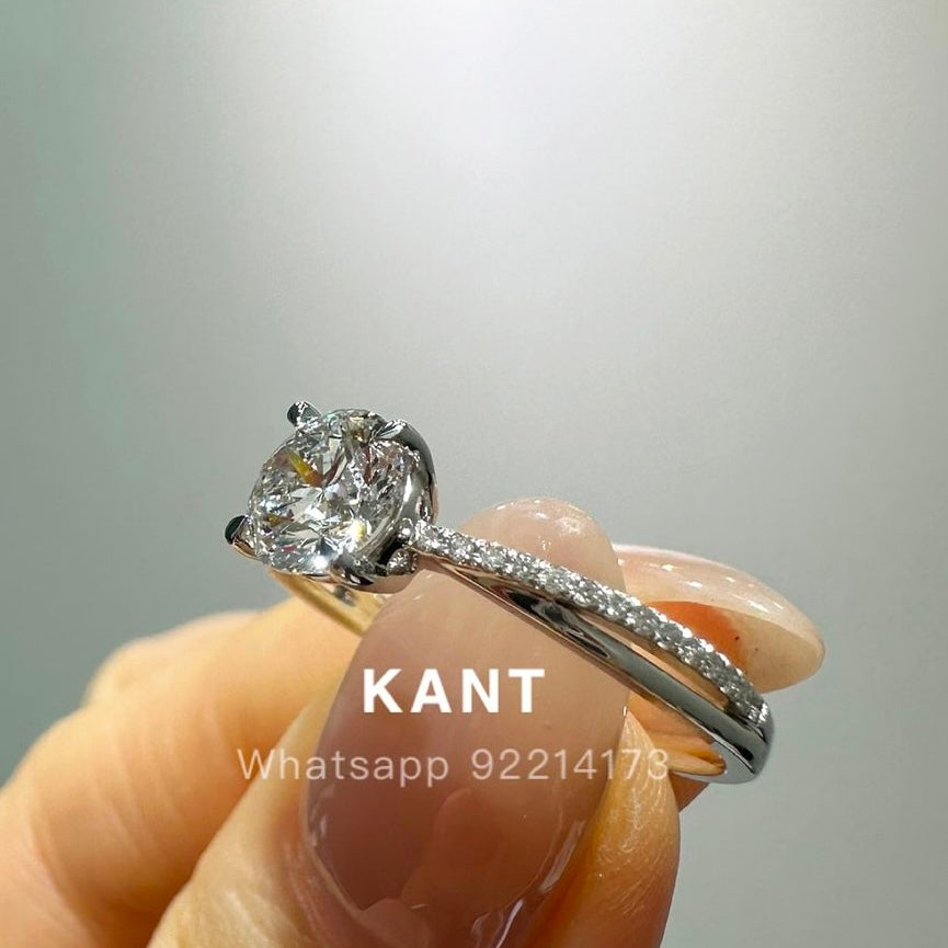 IGI lab diamond round 0.8ct criss cross diamond band ring