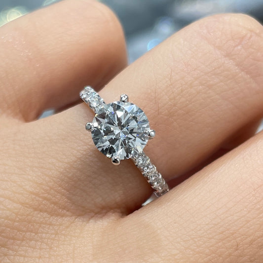 IGI lab diamond Round 1.5ct four-prong underhalo pave ring