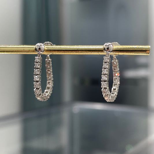 Lab Diamond round 0.4ct tennis chain U shape earrings-pair