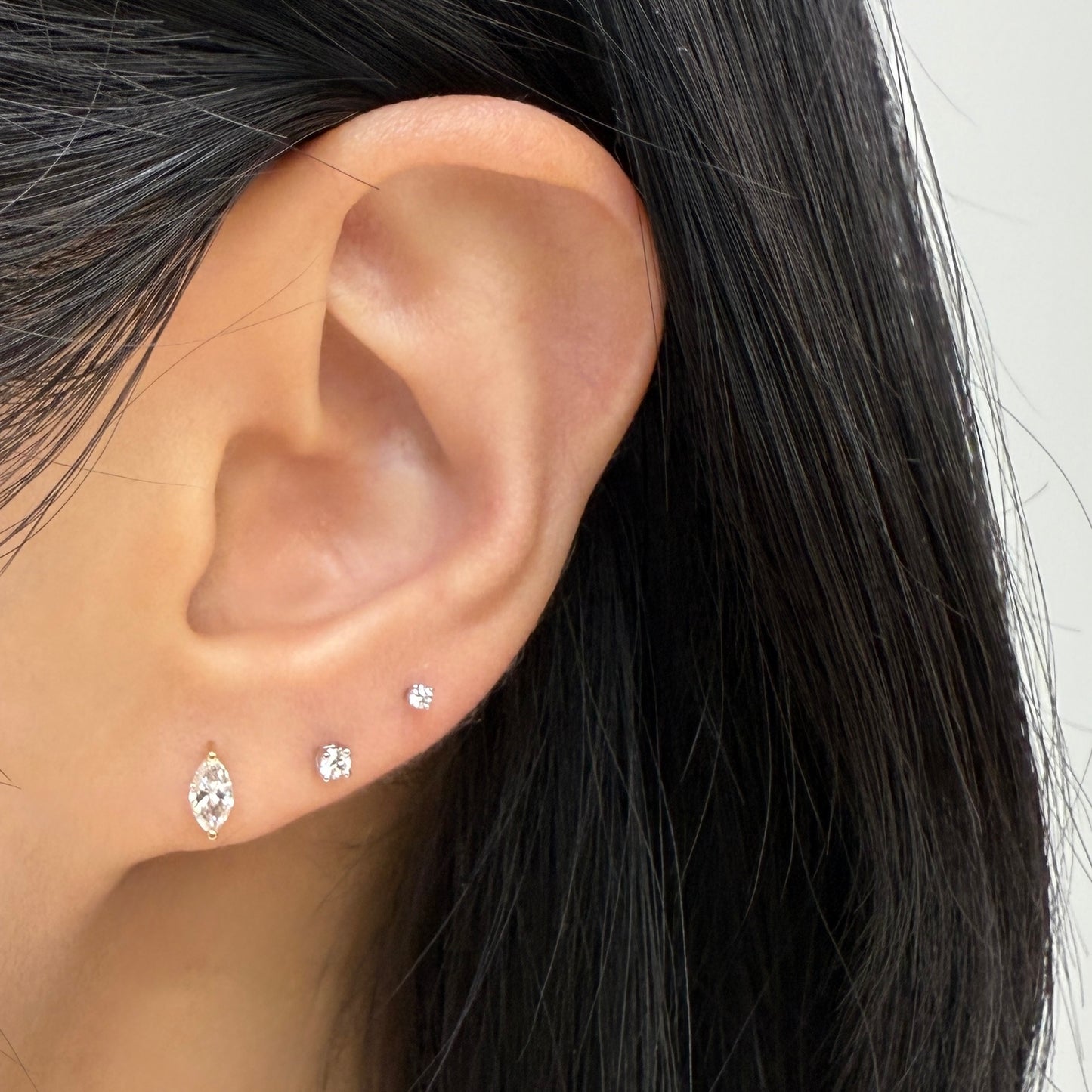 Lab diamond marquise 0.4ct stud earrings-pair