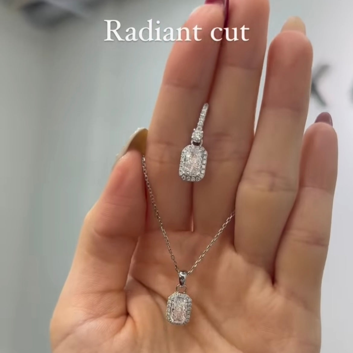 IGI Lab diamond Radiant cut 2ct halo two-way earrings-pair