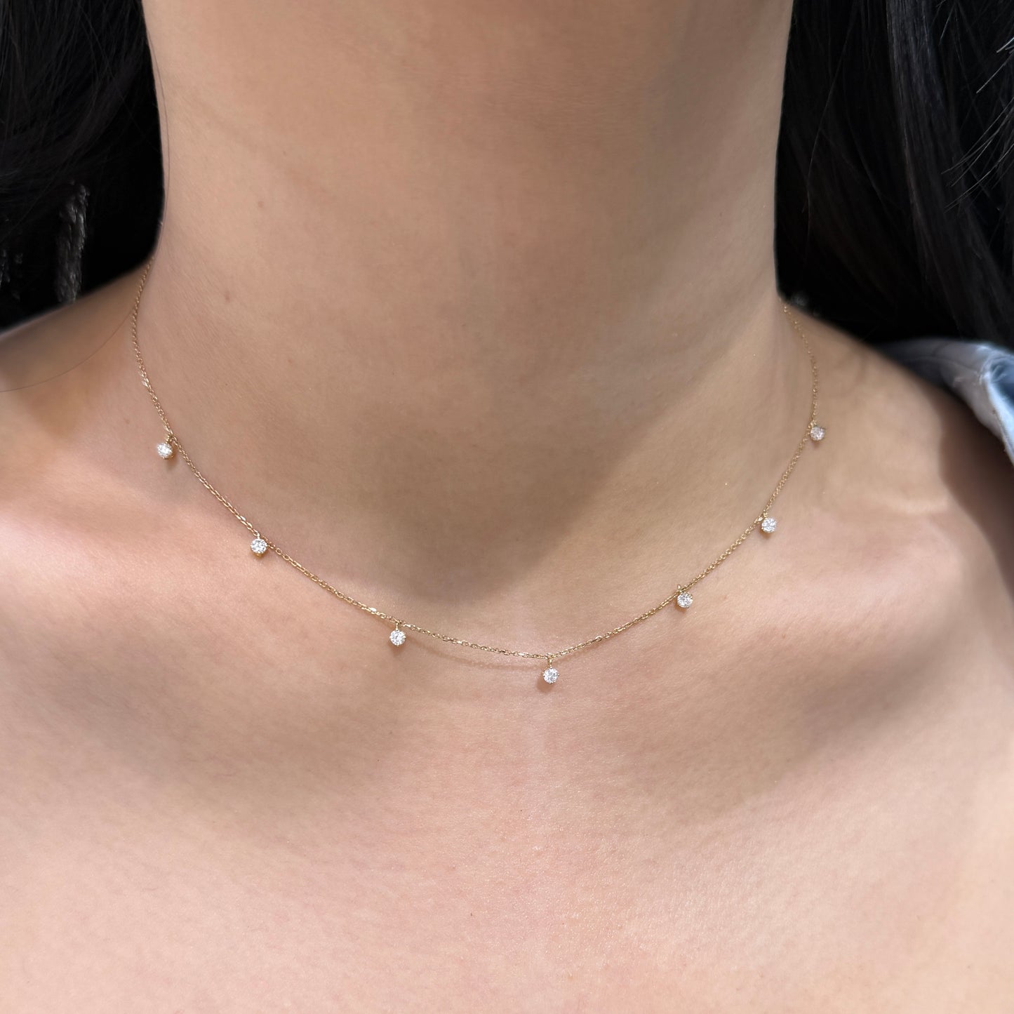 Lab diamond round 0.35ct dangling necklace