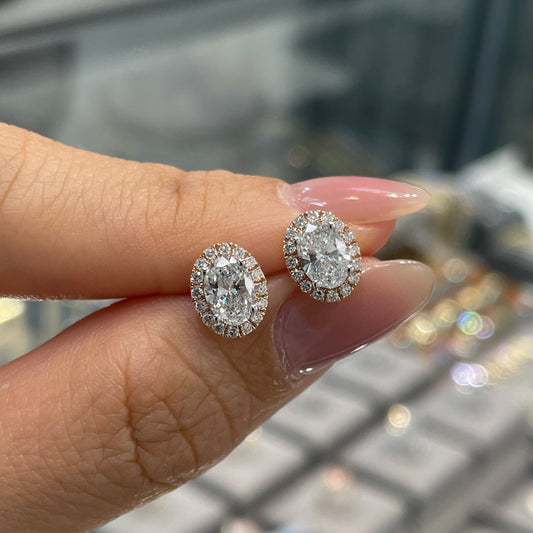 Lab diamond oval shape 1.2ct with removable halo jacket earrings-pair
