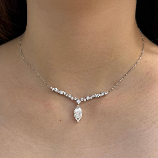 IGI Lab diamond marquise 2ct with 1ct diamond bar necklace