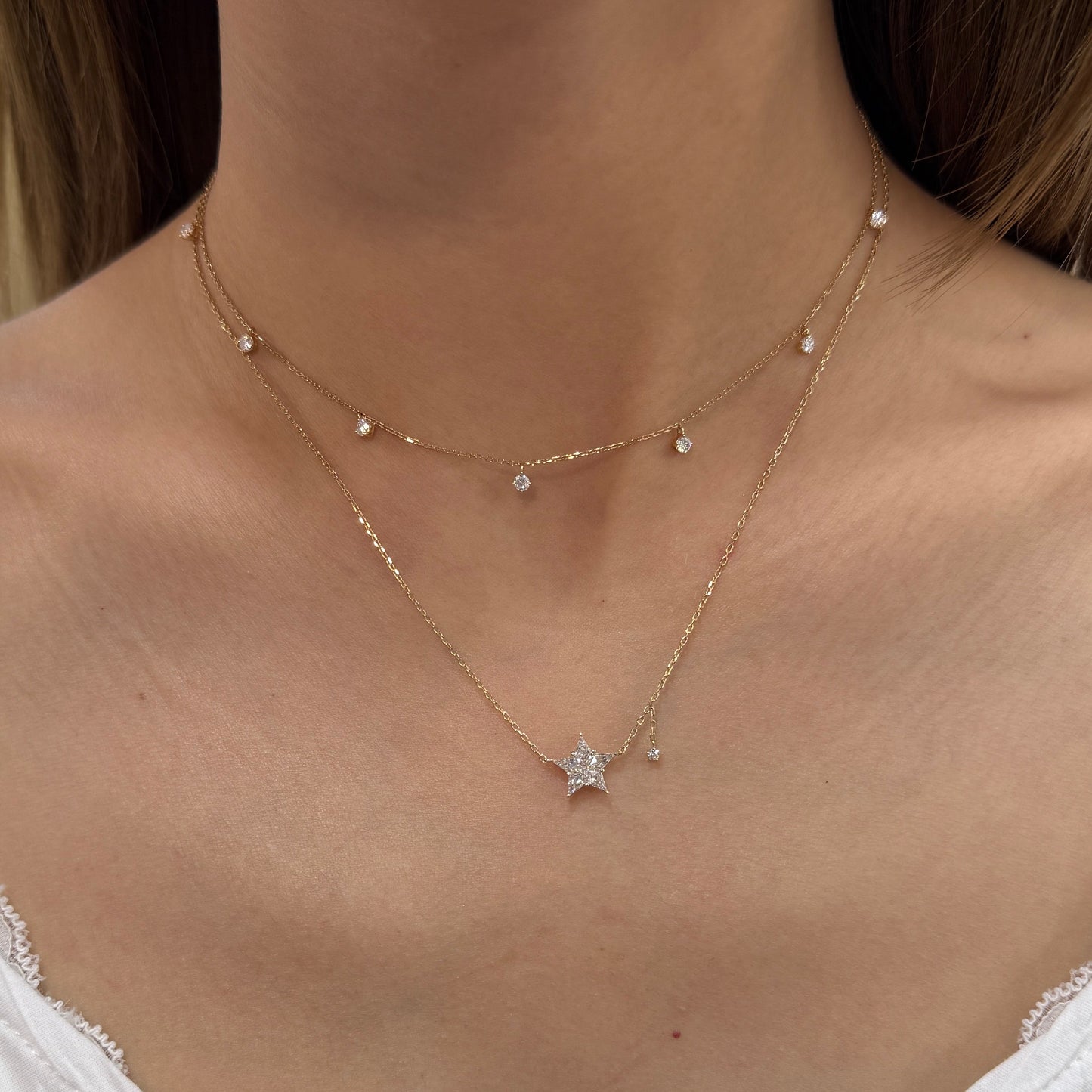 Lab diamond round 0.45ct dangling necklace