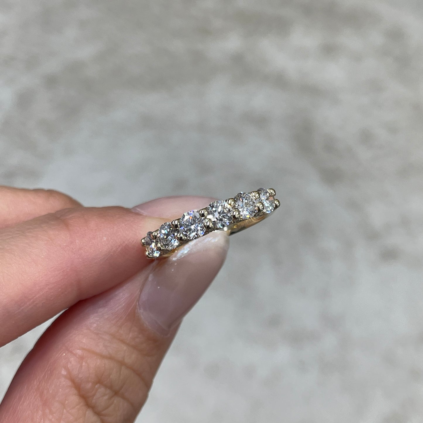 9k Lab diamond round 1.2ct U-prong pave eternity ring