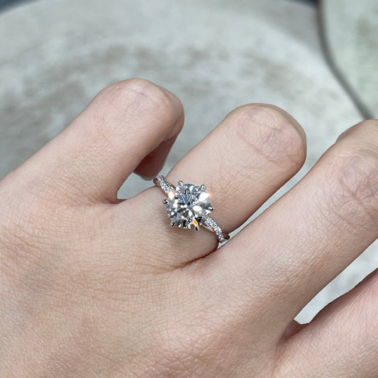 IGI lab diamond round 2ct six-prong pave twisted band ring