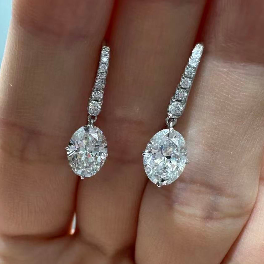 IGI Lab diamond oval shape 2.2ct elegant drop earrings -pair