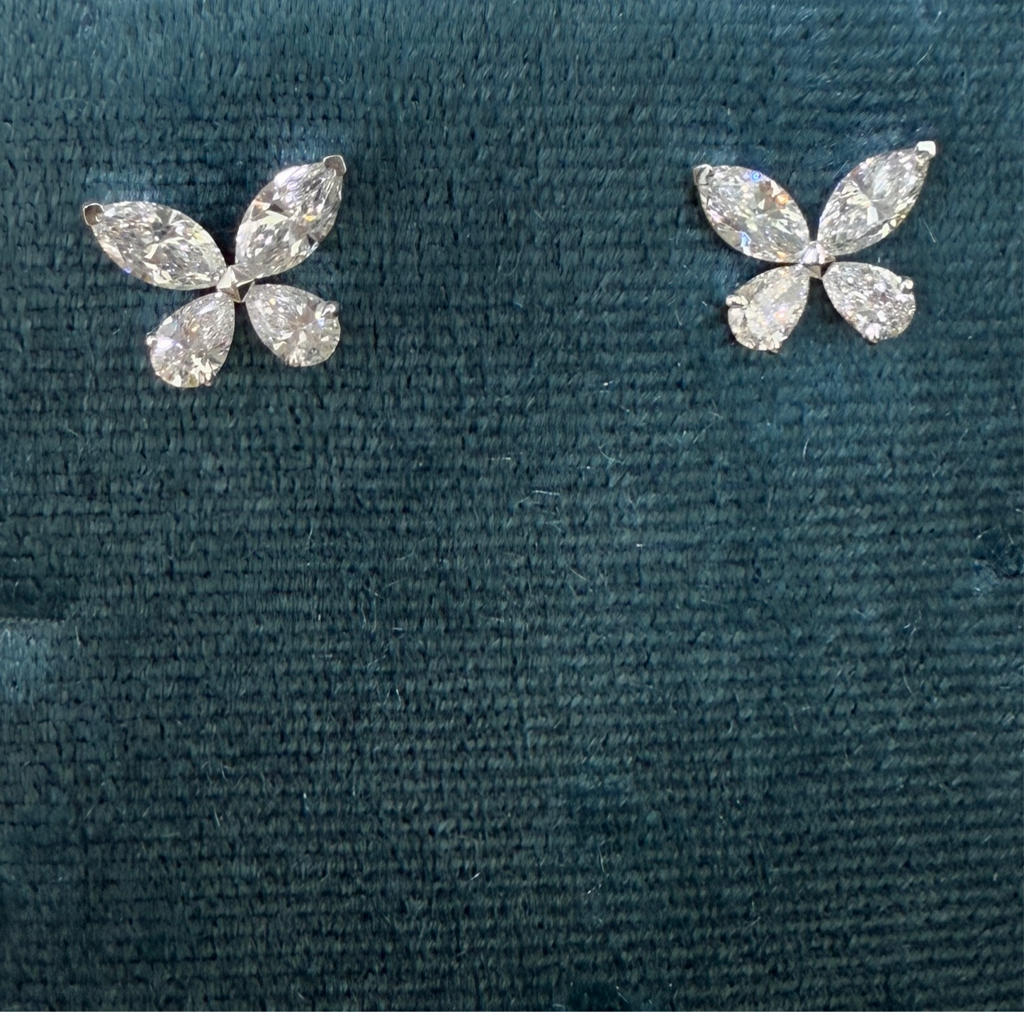 Lab diamond Marquise and Pear shape 1.6ct butterfly stud earrings-pair