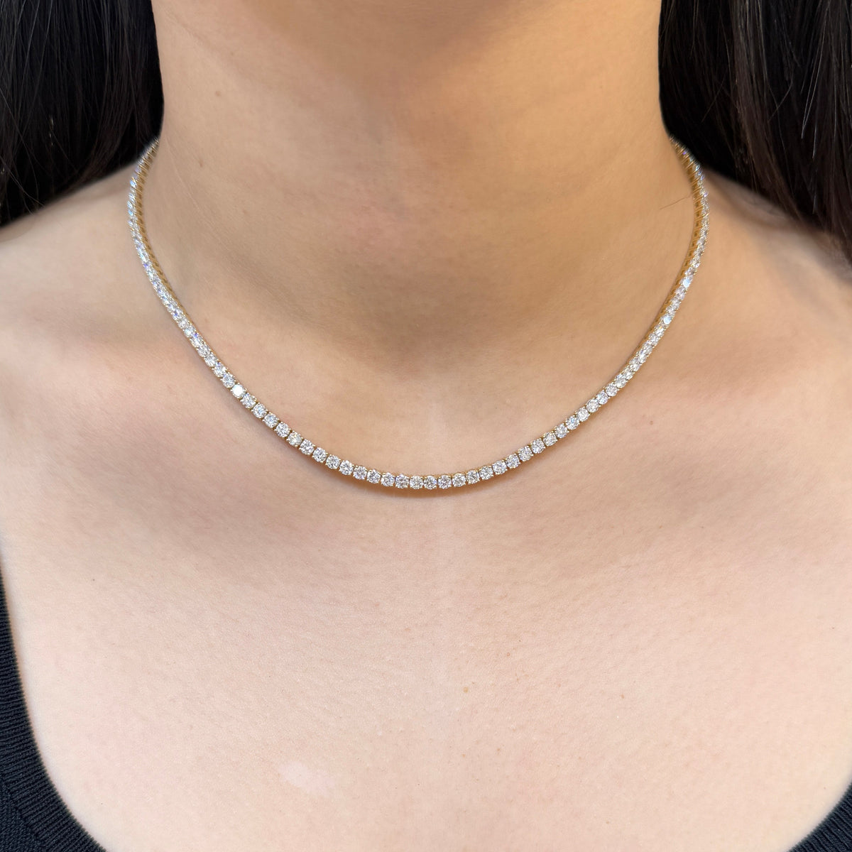Lab diamond 10ct four-prong tennis necklace
