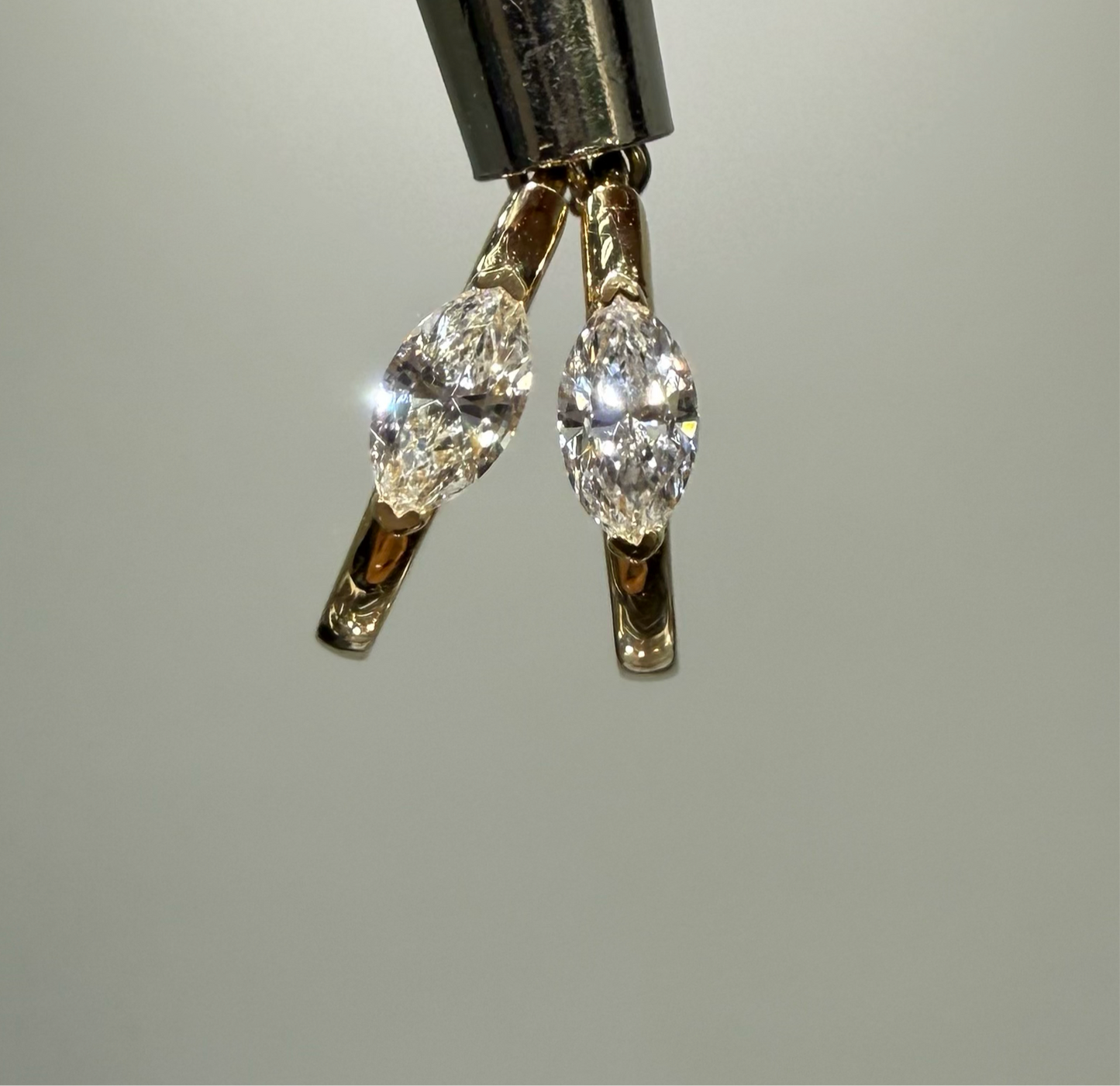 Lab diamond Marquise shape 0.15ct 10mm hoop earring-each