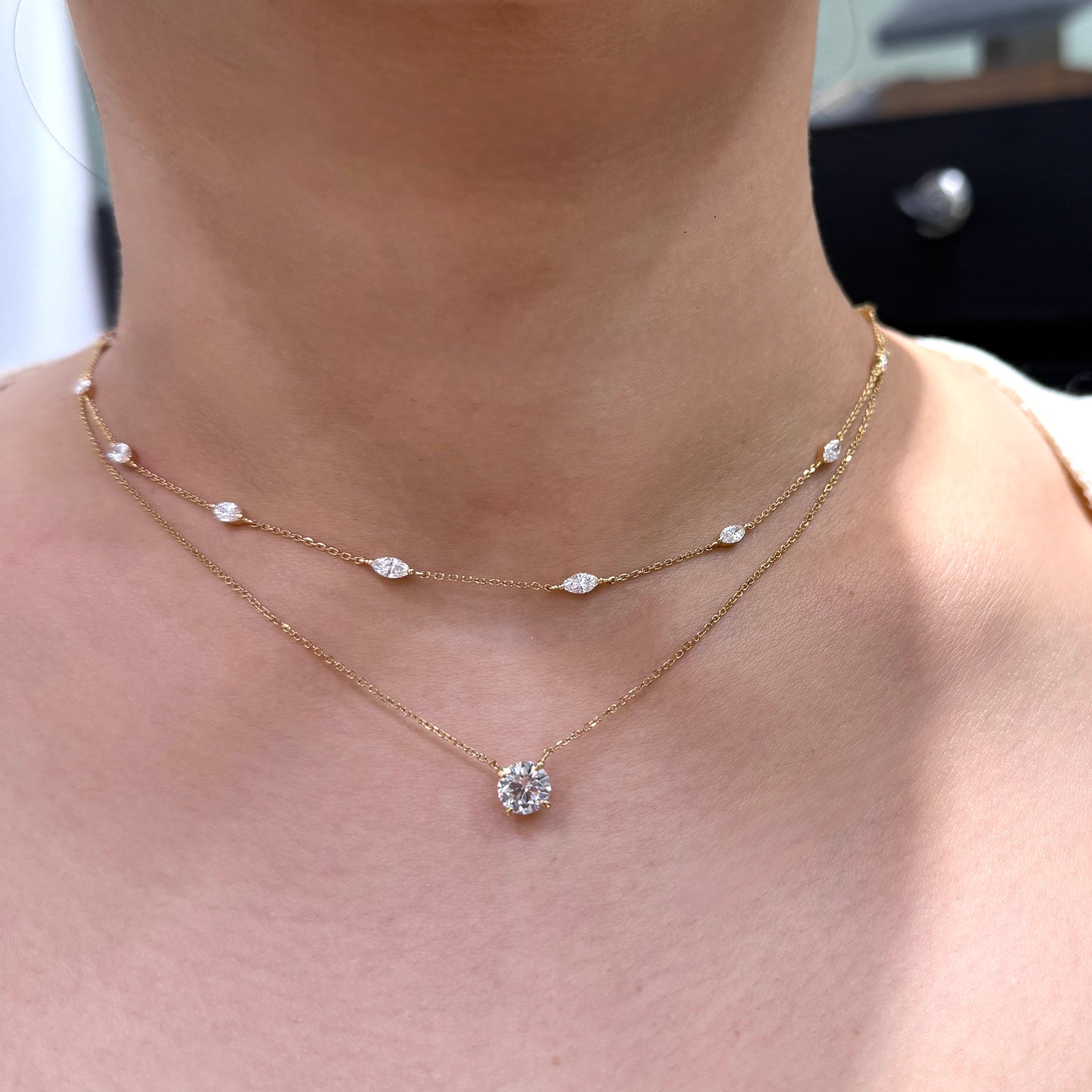 Lab diamond marquise 1ct necklace