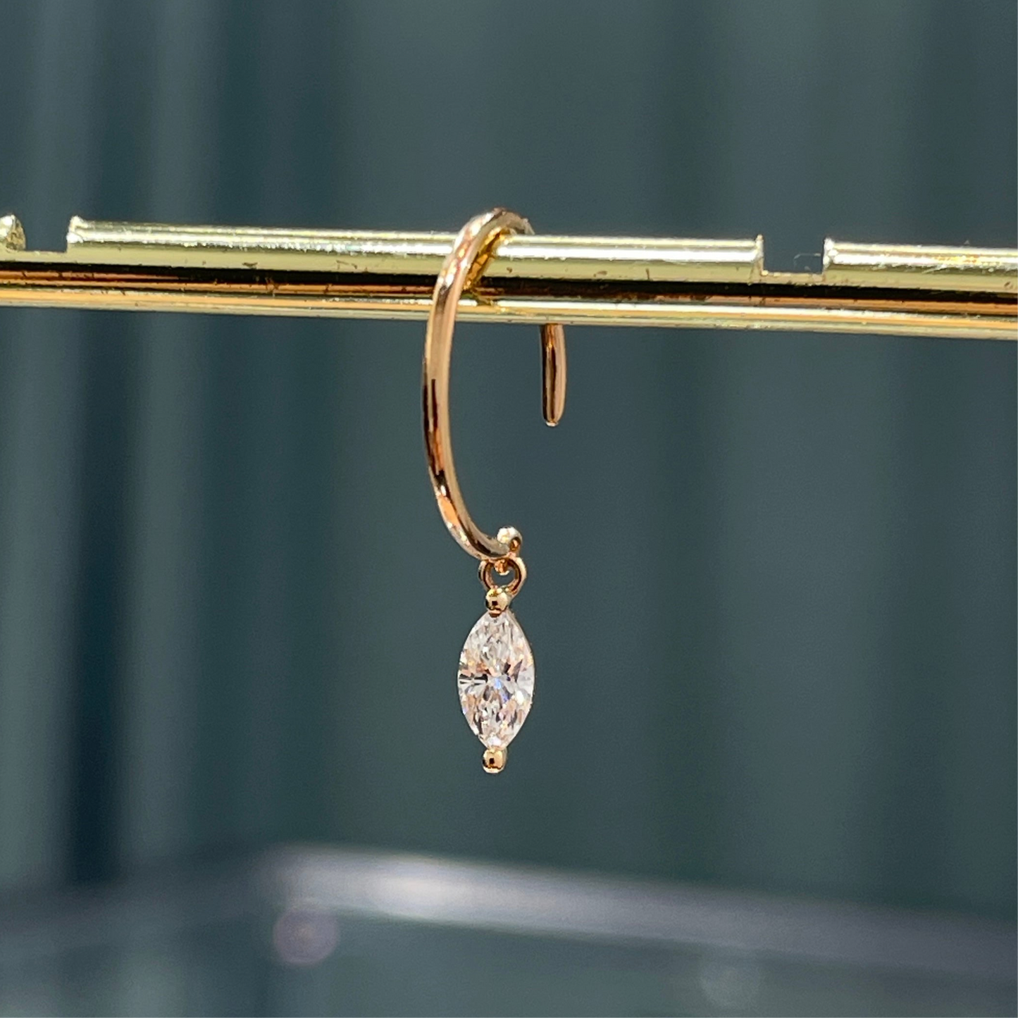 Lab diamond Marquise shape 0.1ct C shape hook earring-each