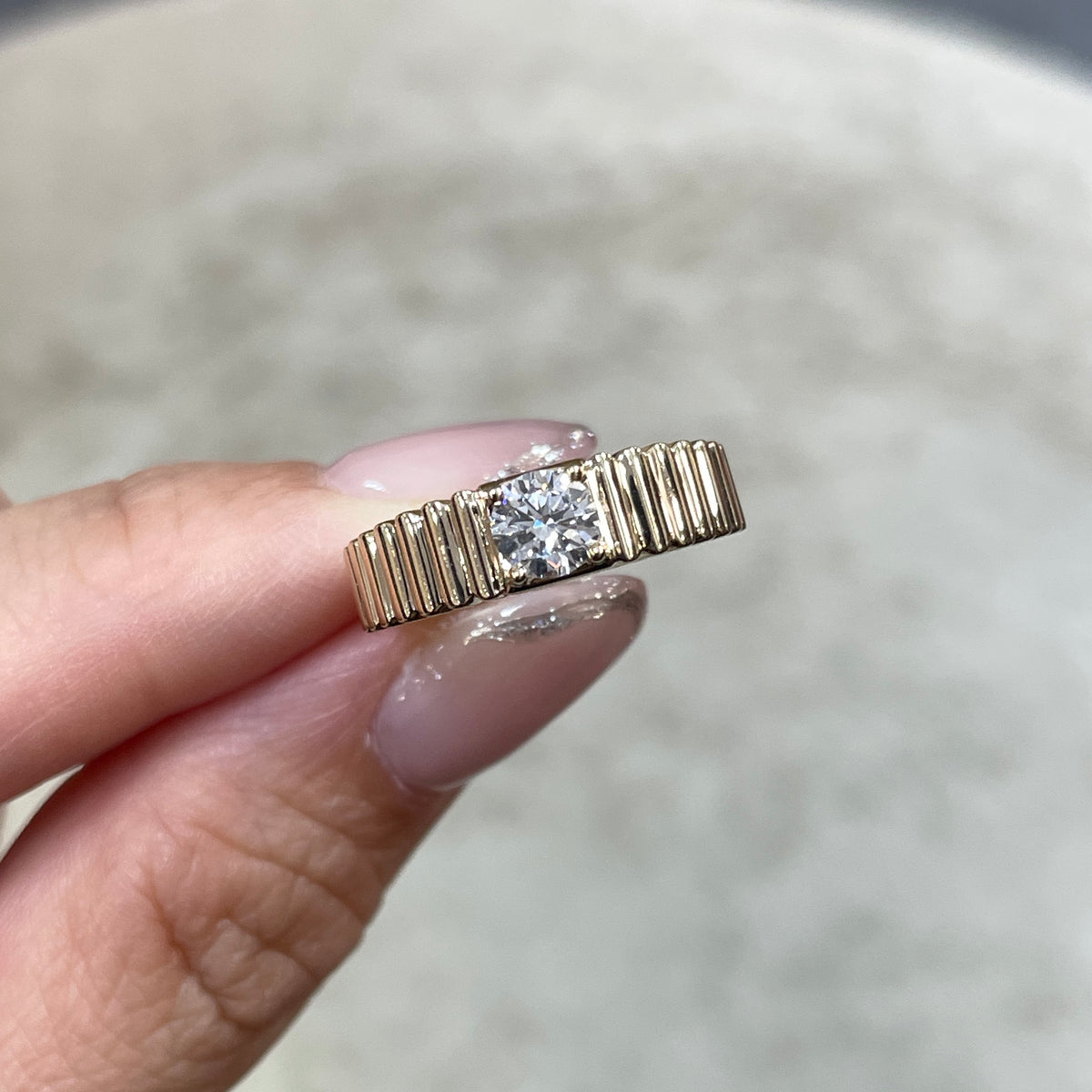 9k Lab diamond round 0.5ct full vertical line band ring