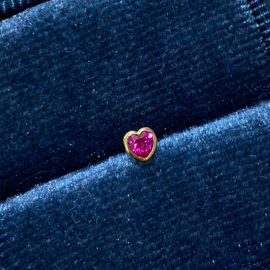 Lab grown ruby Heart shape 0.15ct stud earring-each