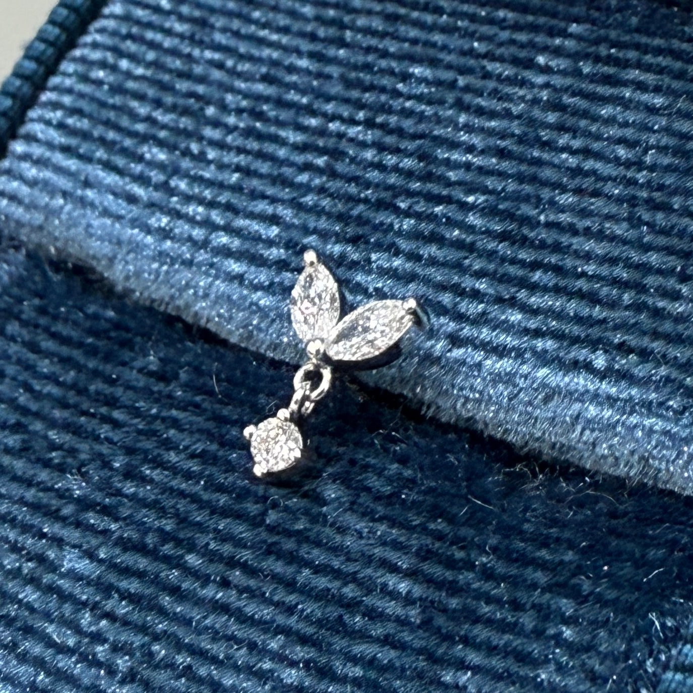 Lab diamond Dolphin tail drop stud earring-each