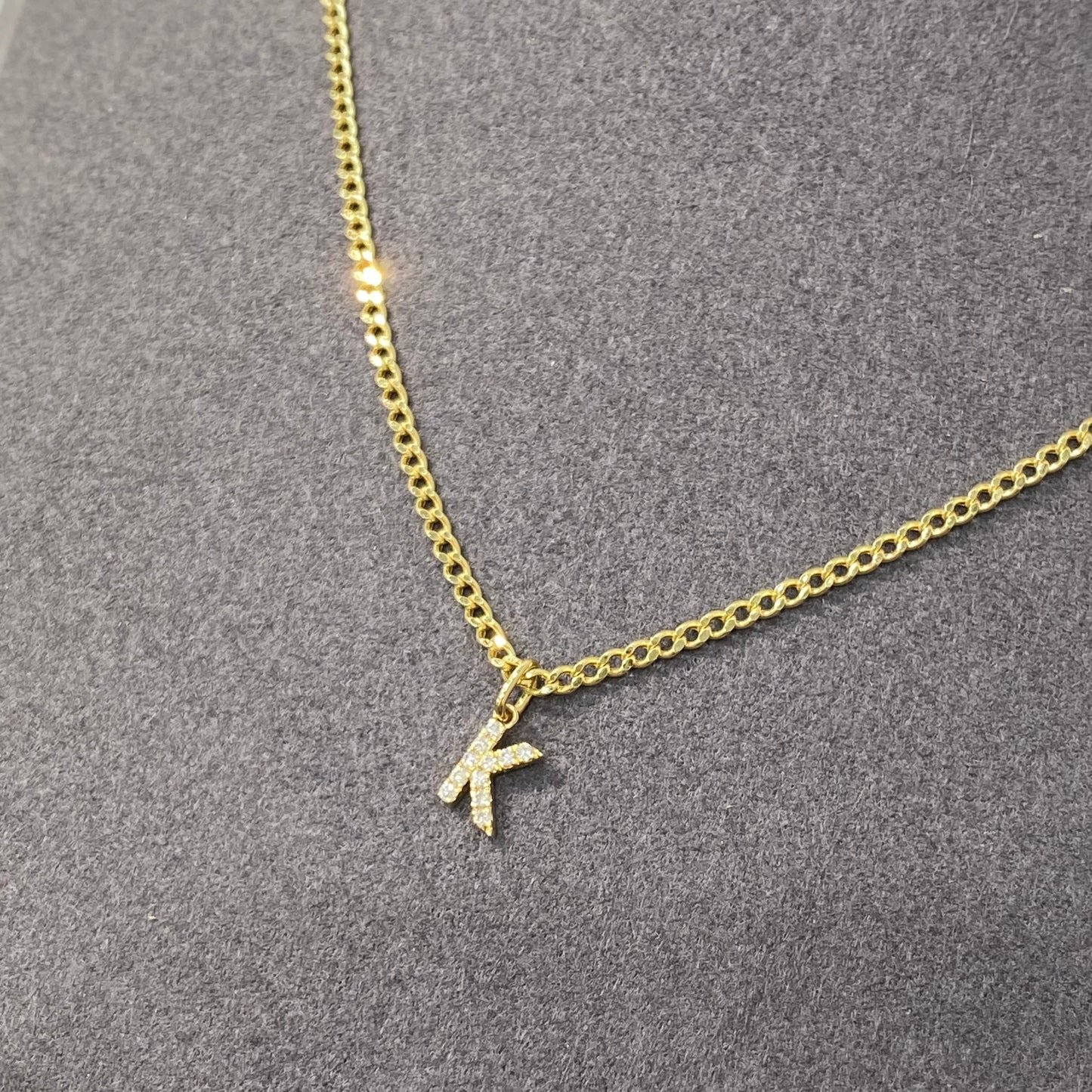Lab biamond initials pendant with cuban necklace