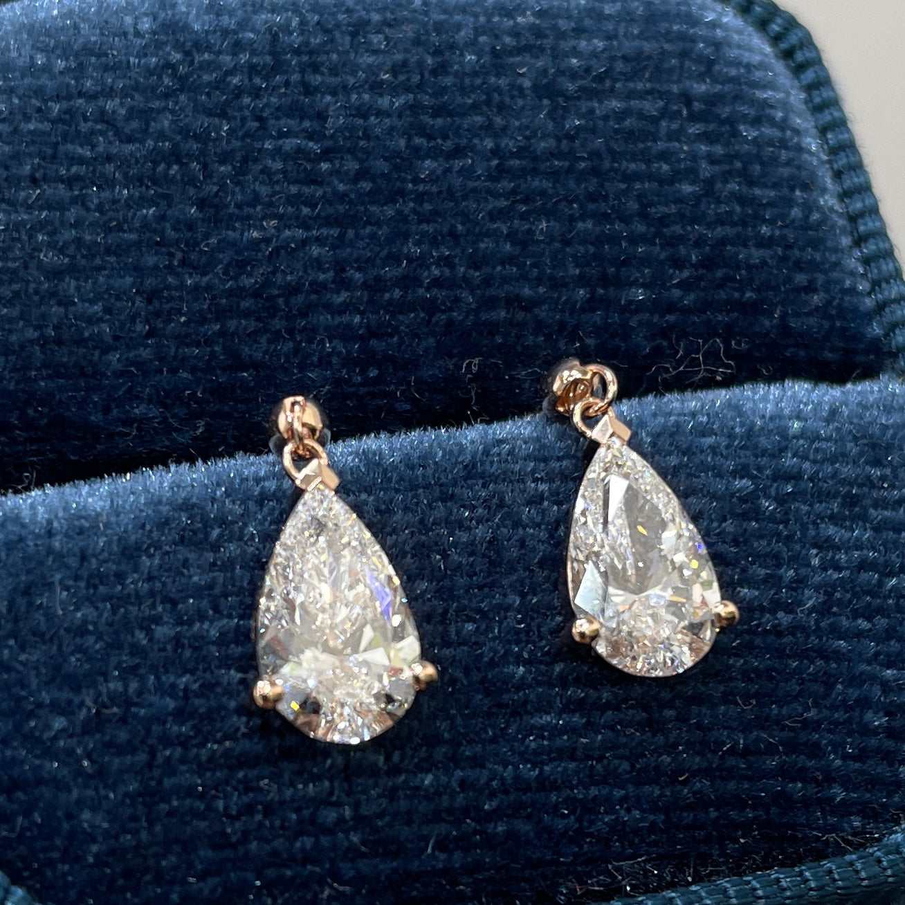 Lab diamond pear shape 2ct swing stud earring-pair