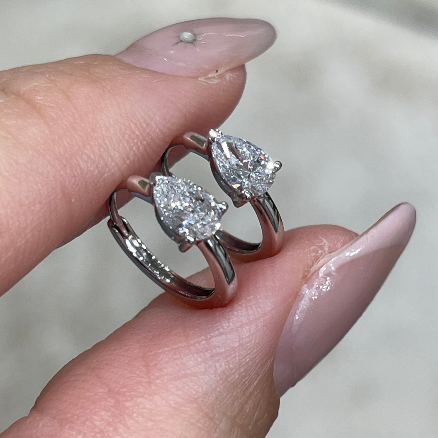 Lab diamond Pear 0.6ct 10mm hoop earrings-pair