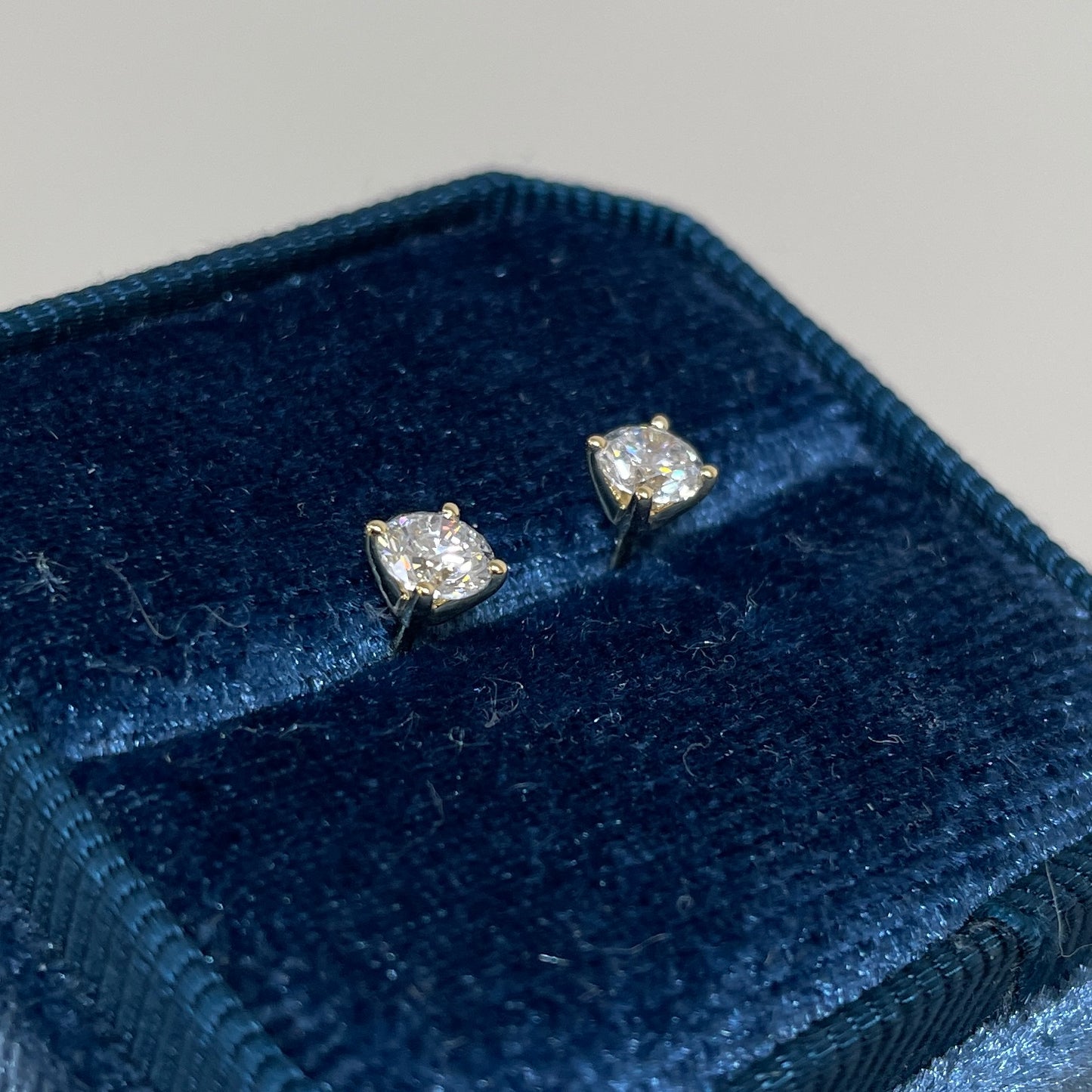 Lab Diamond round 0.6ct four-prong v set earrings -pair