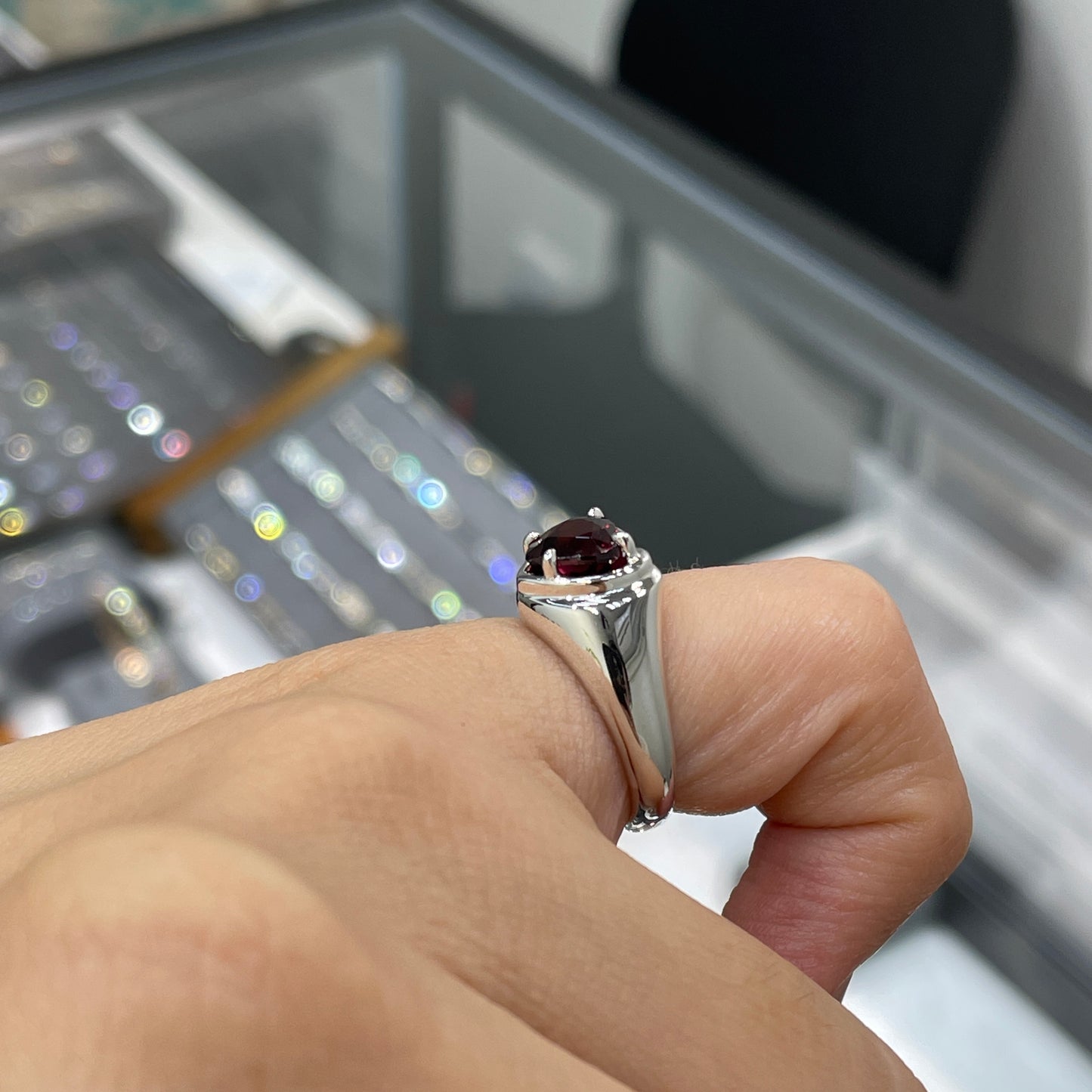 Lab Ruby heart 1.5ct solitaire ring