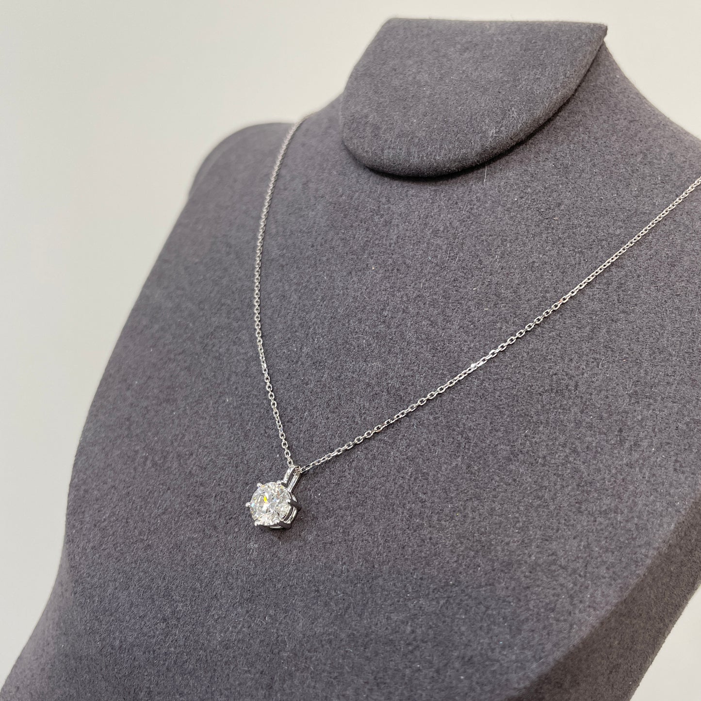 Lab Diamond round 1ct six-prong pendant with necklace