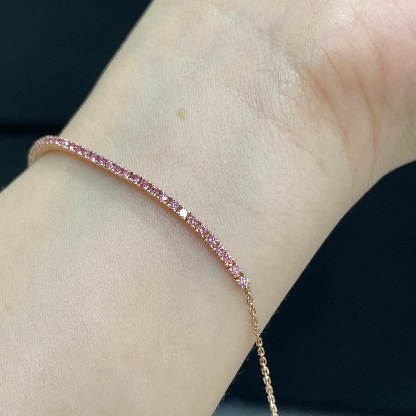 Lab pink diamond round 0.5ct half tennis bracelet