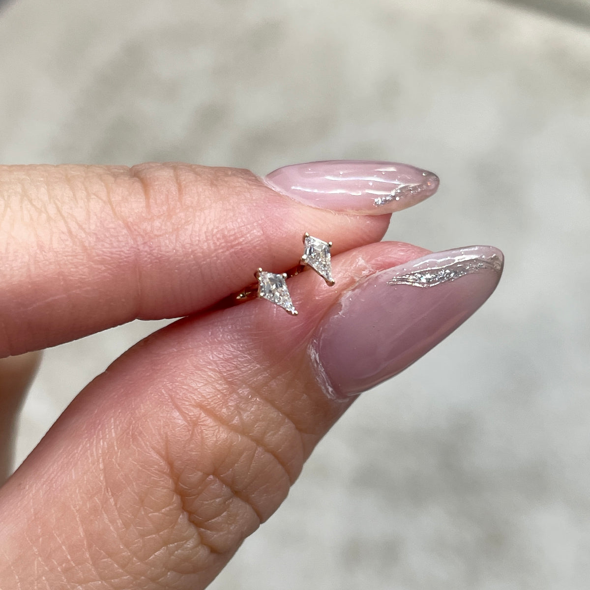 Lab diamond kite 0.06ct stud earring - each