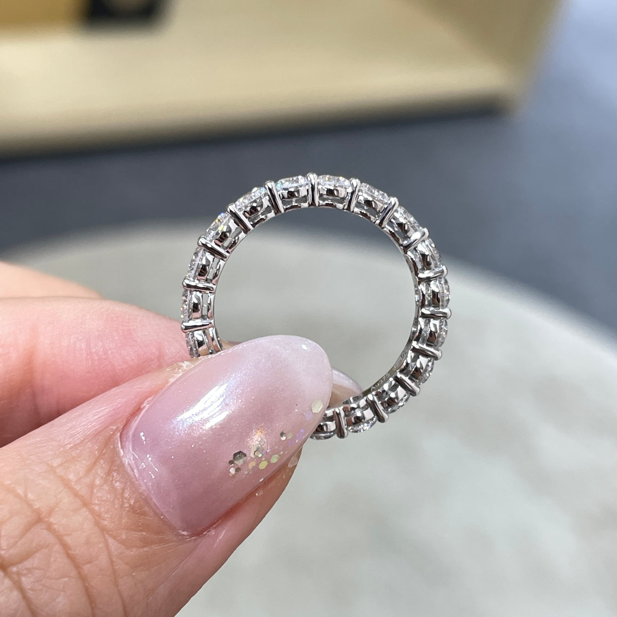 9k Lab diamond round 2.1ct full eternity ring